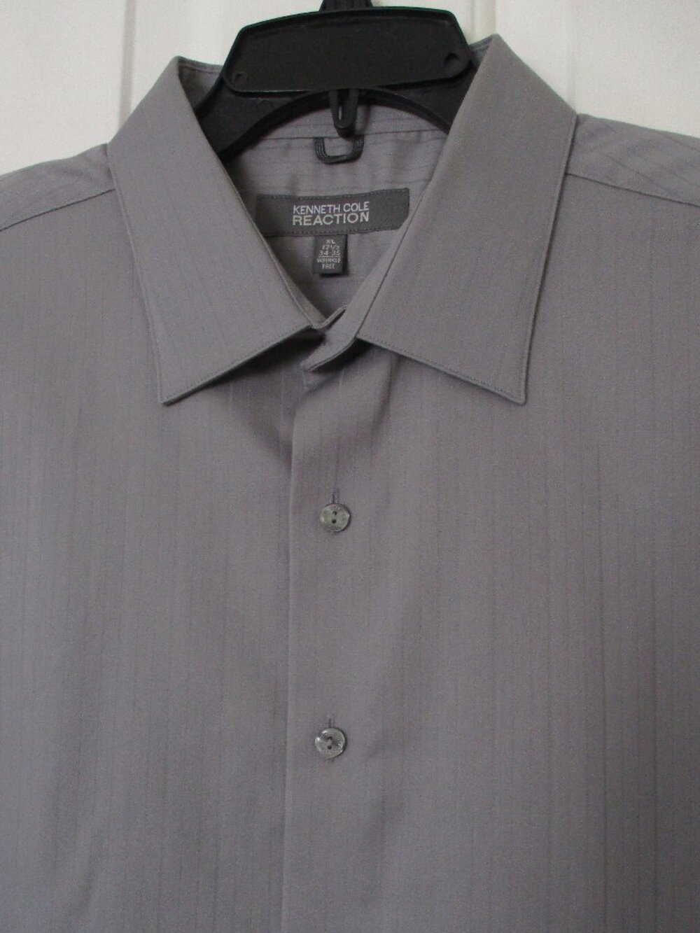 Kenneth Cole Reaction Mens L/S Gray Cotton Dress Shirt NWOT - Size 17.5/34-35